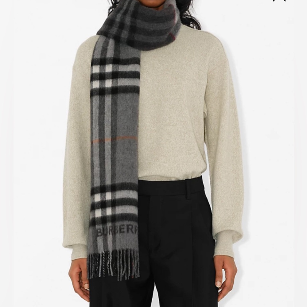 Burberry Contrast Check Cashmere Scarf